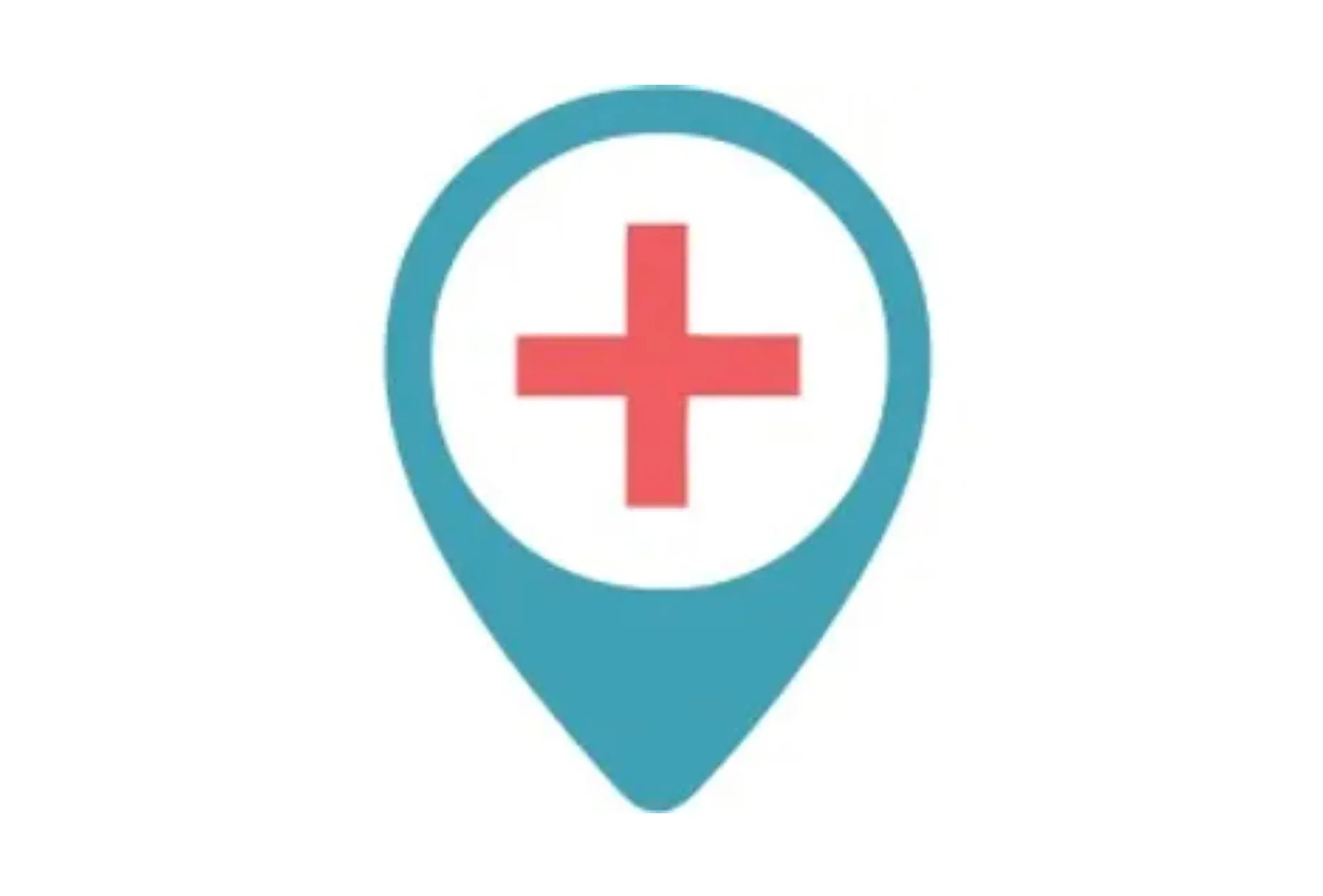 Medical location pin icon with red cross