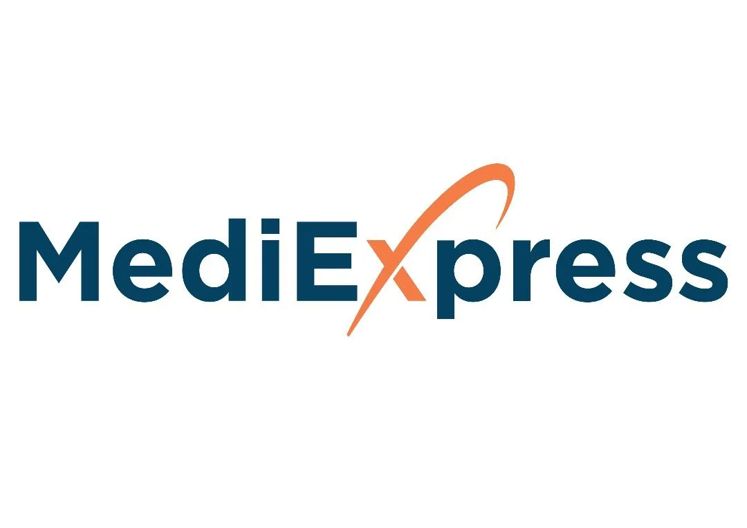 MediExpress logo with orange design element