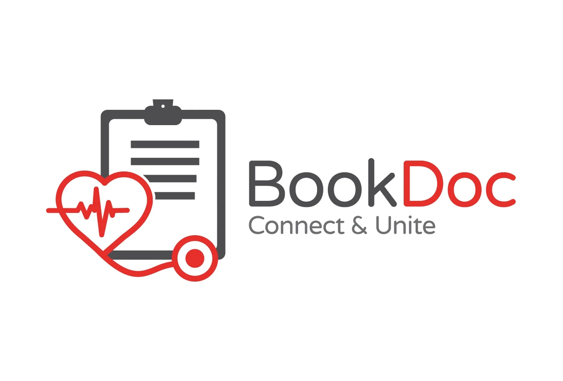 BookDoc logo with heart and stethoscope