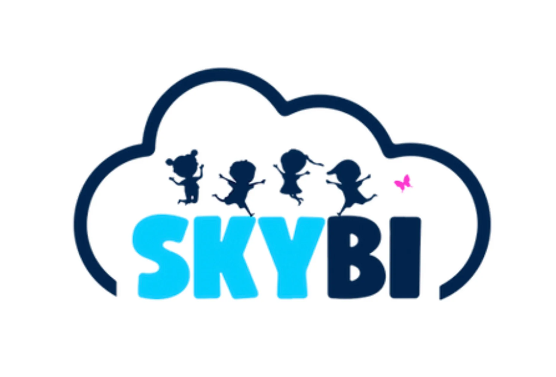 SKYBI logo with kids and cloud design