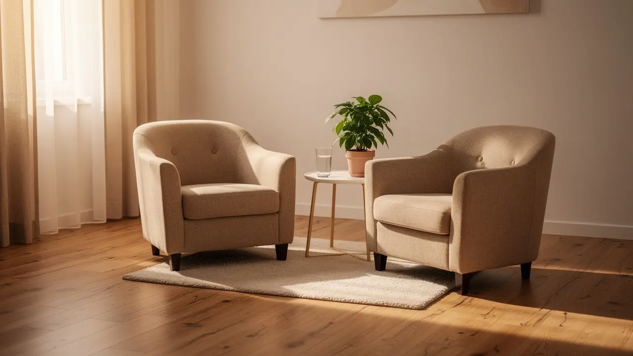 Cozy living room with chairs and plant