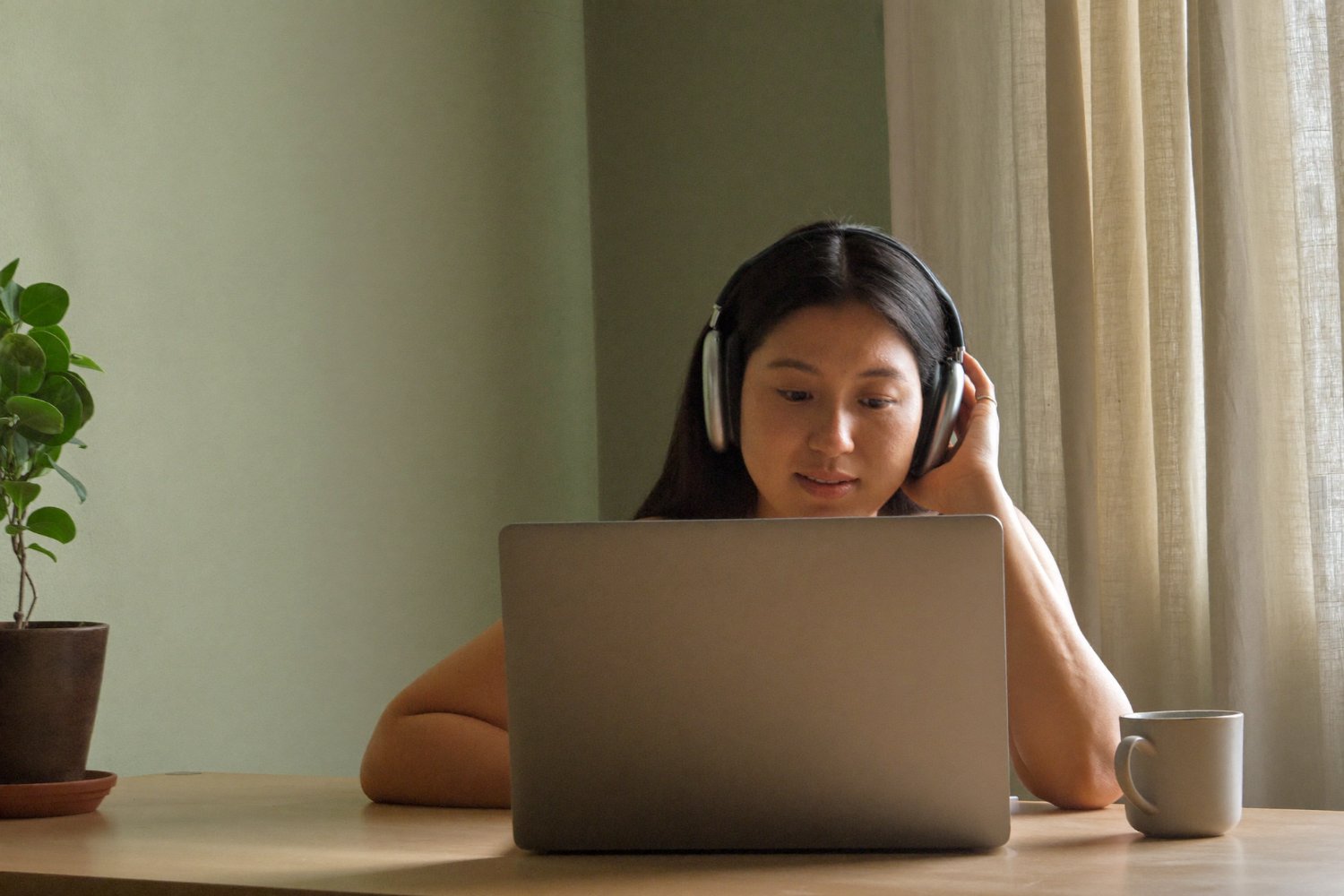 Client attending a secure online counselling session by video from home in Malaysia